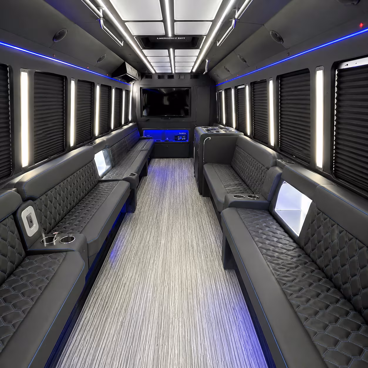 Boulder boulder sporting event party bus rental party bus interior