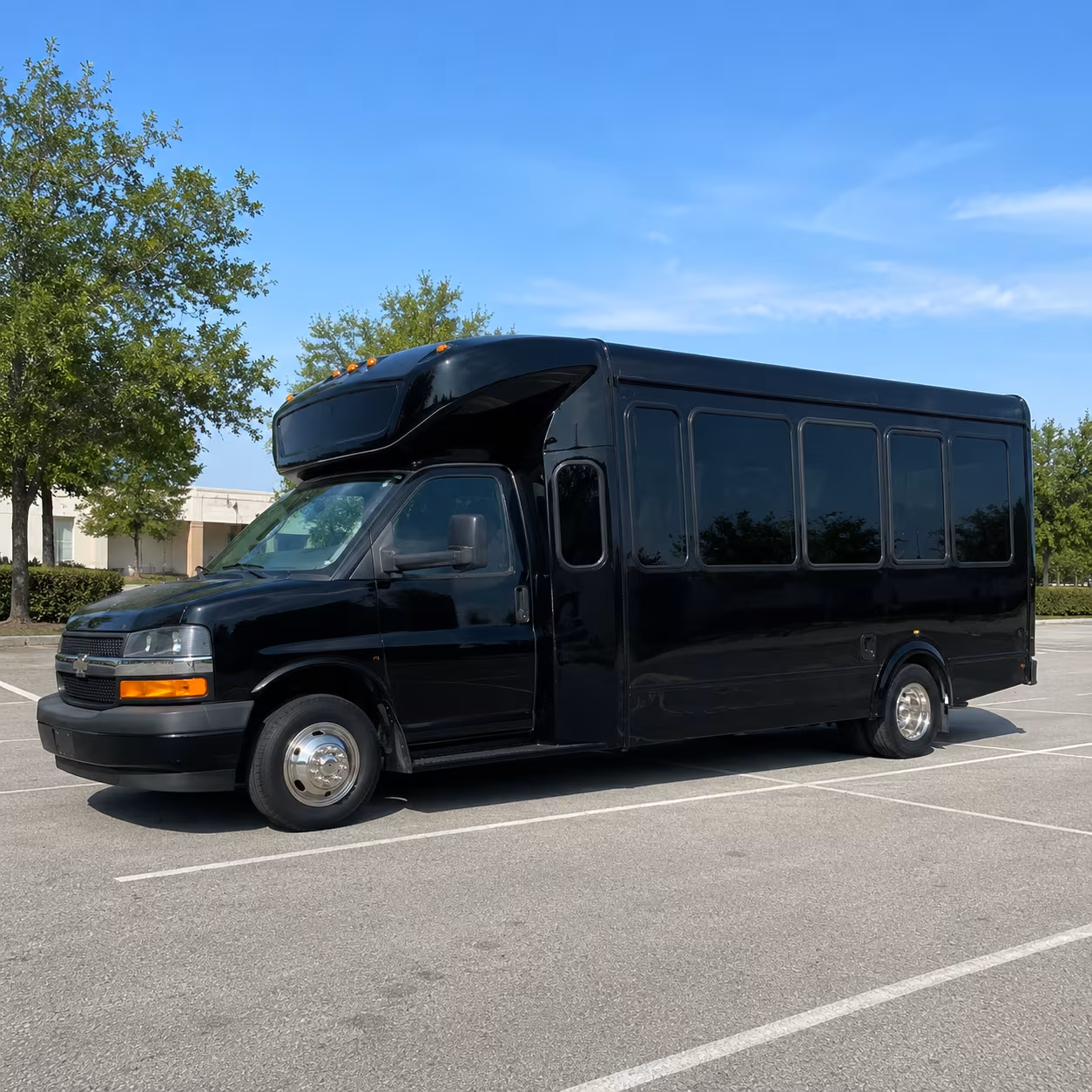 White party bus exterior