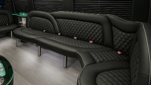 Interior of Charter Bus Company Colorado Springs's 14 Passenger Sprinter Limousine in Colorado Springs