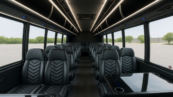 Interior of Charter Bus Company Boulder's 28 Passenger Minibus in Boulder