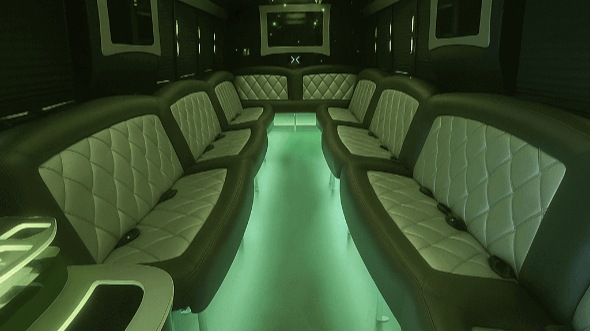 Interior of Charter Bus Company Fort Collins's 28 Passenger Party Bus in Fort Collins