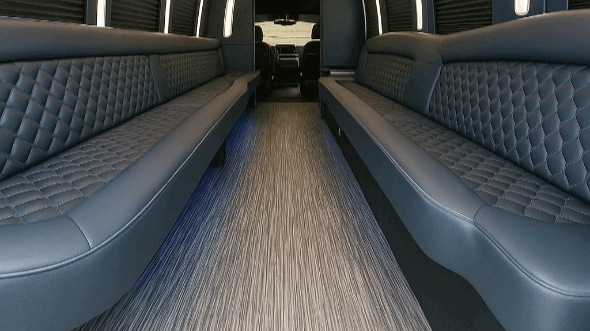 Interior of Charter Bus Company Thornton's 30 Passenger Party Bus in Thornton