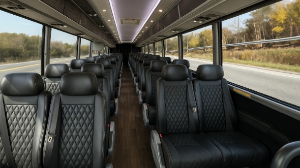 Interior of Charter Bus Company Boulder's 35 Passenger Minibus in Boulder