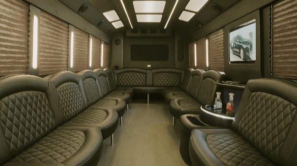 Interior of Charter Bus Company Arvada's 40 Passenger Party Bus in Arvada