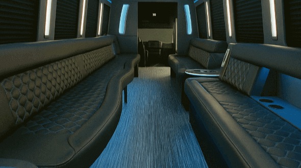 Interior of Charter Bus Company Denver's 40 Passenger Party Bus in Denver