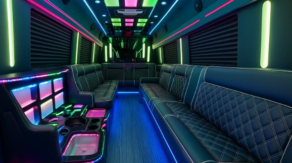 Interior of Charter Bus Company Greeley's 40 Passenger Party Bus in Greeley
