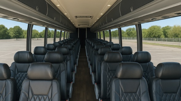 Interior of Charter Bus Company Boulder's 46 Passenger Charter Bus in Boulder