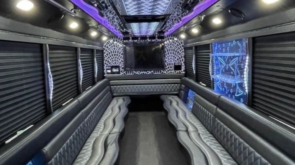 Interior of Charter Bus Company Centennial's 50 Passenger Party Bus in Centennial