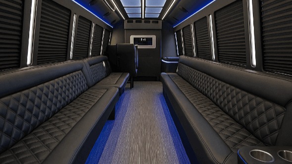 Interior of Charter Bus Company Lakewood's 50 Passenger Party Bus in Lakewood