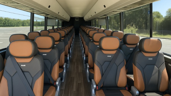 Interior of Charter Bus Company Boulder's 51 Passenger Charter Bus in Boulder