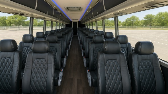 Interior of Charter Bus Company Boulder's 56 Passenger Charter Bus in Boulder